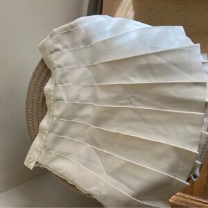 Los Angeles Apparel Cream Pleated Mini Skirt